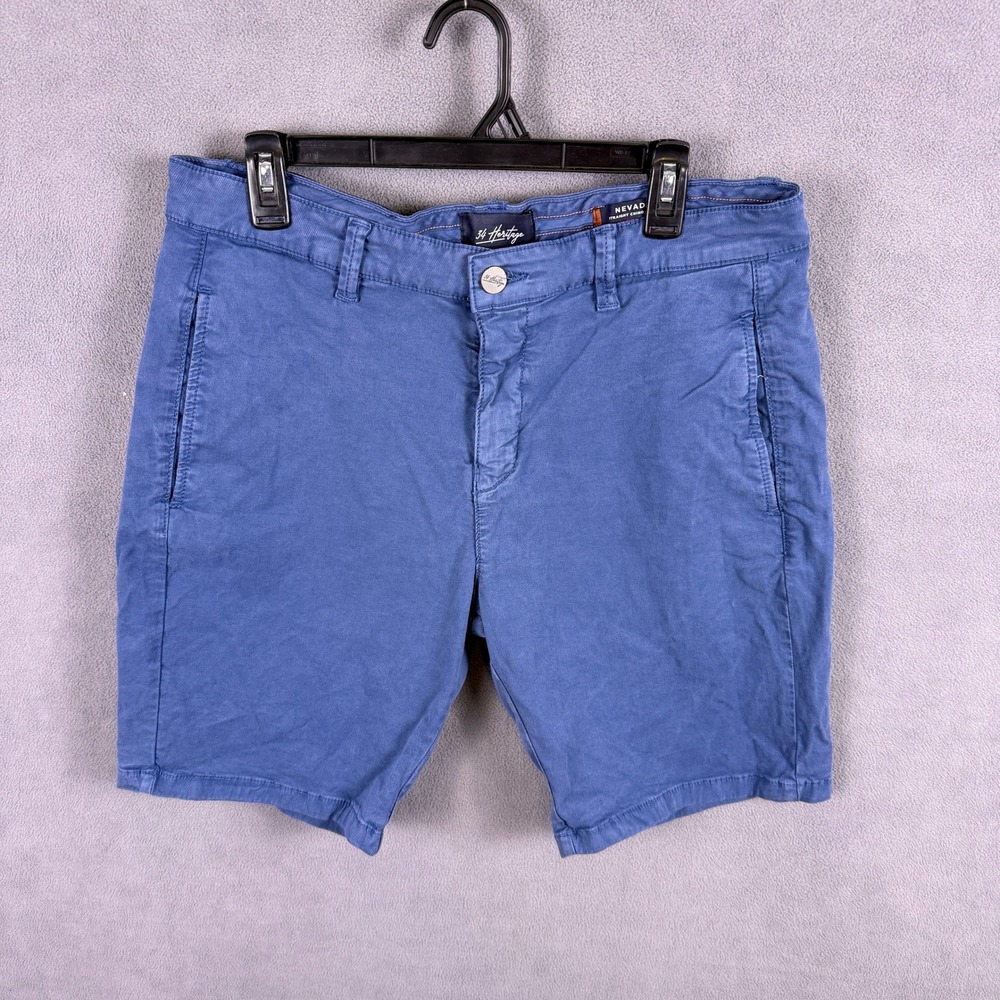 34 Heritage Nevada Straight Chino Shorts Mens 33 Blue Casual Comfort Stretch